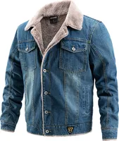 Męska kurtka jeansowa z polaru Ciepła kurtka przejściowa Zimowa kurtka cargo Płaszcz zimowy z klapami retro, męski, czarny, 3XL