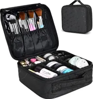 Freetoo Kosmetik Koffer Kosmetiktasche Portable Reise Make up Tasche, Professionelle Makeup Organizer Tasche Schmink Aufbewahrung Kosmetische Box Wasserdicht Schminktasche Train Case Diamantformmuster Schwarz