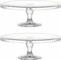 montana: :pati Tortenplatte auf Fuß, 2er Set, Kuchenplatte, Tortenständer, Servierplatte, Torten Platte, Glas, Ø 32 cm, 046876