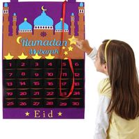 Eid Mubarak DIY Filz Countdown Kalender, Ramadan Dekoration Calendar, Für Islamic Muslim Party Dekor, Lila