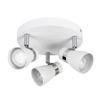 Kanlux ENALI Deckenleuchte, 3-flammig, GU10, 35W, dimmbar, Weiß/Chrom, Ø20cm