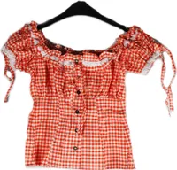 Trachtenbluse in rot - Bluse kariert - Gr. 36