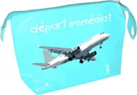 Kulturtasche - Flugzeug - hellblau