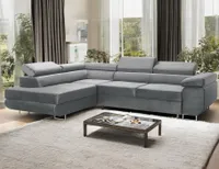 EMPORIUM Ecksofa ANTON mit Schlaffunktion Bettkästen L-Form, Grau, LINKS