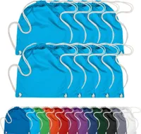 10er PACK Baumwoll Turnbeutel Sportbeutel Zuziehbeutel Sack Schuhbeutel Rucksack Gym Sack, in Farbe: Türkis