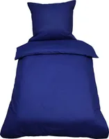 2 teilige Uni Bettwäsche 135 x 200 cm blau Einfarbig Renforce Baumwolle Garnitur