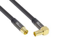 Antennenkabel SmartFLEX, IEC/Koax Stecker abgewinkelt an Buchse, vergoldet, 120dB, schwarz, 15m, Good Connections®