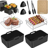 Heißluftfritteuse Zubehör Airfryer Zubehör für Ninja Foodi AF300EU AF400EU 7.6L-9.5L und meisten Dual Zone Air Fryer, Air Fryer Accessories BPA-frei