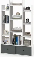 GOPLUS Bücherregal, Standregal mit Vliesschublade & Regalböden, Aufbewahrungregal für Wohnzimmer, Arbeitszimmer (Weiß, 80 x 24 x 132 cm (L x B x H))