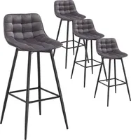 WOLTU Barhocker 4er Set Designer Barstuhl Hocker Tresenhocker Bistrohocker mit Fußstütze Samt Metall Dunkelgrau