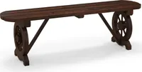 COSTWAY záhradná lavička pre 2-3 osoby, lavička odolná voči poveternostným vplyvom, drevená lavička do 325 kg v dizajne kolesa voza 120x28x37cm