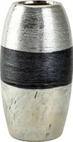 Moderne Dekovase Blumenvase Tischvase Vase aus Keramik silber/anthrazit Höhe 21 cm