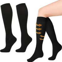 Freetoo 2 Paar Sport Kompressionsstrümpfe, Stützstrümpfe Reisestrümpfe Kniestrümpfe Damen Herren, Kniestrümpfe Schwarz
