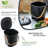 HMF Nachhaltiger Biomülleimer 3780 Küche, Geruchsdichter Komposteimer mit Deckel, 3 Liter, Schwarz
