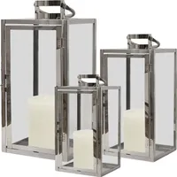 XL Edelstahl Laternen 3er Set Gartenlaternen Edelstahl Glas Silber