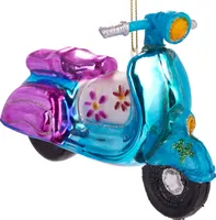 BRUBAKER Motorroller Retro Bunt - Handbemalte Weihnachtskugel aus Glas - Christbaumschmuck Figuren lustig Deko Anhänger Baumkugel - 13.5 cm