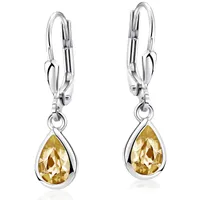 MATERIA Citrin Ohrringe orange Tropfen mit Brisuren - Ohrhänger Damen Silber 925 Schmuck rhodiniert SO-448-Orange