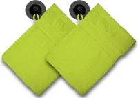 2er Set Waschhandschuhe Waschlappen grün apfel 16x21 cm Frottee Baumwolle