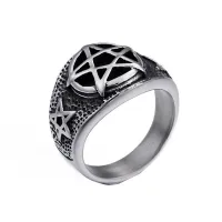 Männer Titan Stahl fünfzackigen Stern Zeigefinger geometrische Ring Schmuck Geschenk-US 8