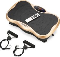 Gymtek® Vibrationsplatte Vibrotrainer - bis 180kg - 5 Ausbildungsprogramme, 99 Stufen - 2 Expanderbänder - Bluetooth, Fernbedienung, LCD, Lautsprecher