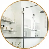 Rebiko okrúhle kúpeľňové nástenné zrkadlo so zlatým rámom s priemerom 80 cm štýlový loft