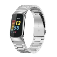 Pre Fitbit Charge 6 / 5 Style Oceľový náhradný náramok Smart Watch Silver