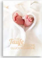 Friendly Fox Karte zur Taufe - Taufkarte zur Taufe Babyfüße Motiv, Klappkarte Karte Taufe mit Umschlag