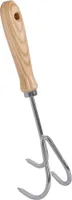 Gartenhacke - Blumenhacke - Handjäter - 3 Zähne - Verzinkter Stahl - Eschenholzgriff