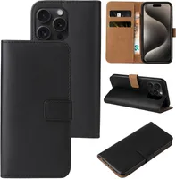 Handy Hülle für Apple iPhone 16 Pro Klapphülle Bookcase Flip Cover Handy Tasche Etui Farbe: Schwarz