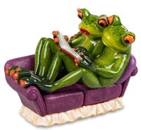 Formano lustige Frösche Figur Froschpaar auf Couch mit Buch  Poly 12 cm