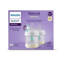 Philips AVENT Natural Response Flasche SCY670/02 Babyflasche mit Airfree Ventil 0M+ 125ml 2er-Pack, Transparent