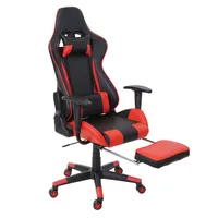 Relax-Bürostuhl HWC-D25 XXL, Schreibtischstuhl Gamingstuhl, 150kg belastbar Fußstütze  schwarz/rot