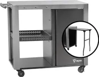 Grilovací vozík BBQ-Toro 95 x 50 x 80 cm, stříbrný grilovací stůl s velkou pracovní plochou, grilovací servírovací stolek