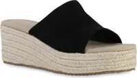VAN HILL Damen Plateau Sandaletten Bast Profil-Sohle Plateau-Schuhe 841119, Farbe: Schwarz, Größe: 36