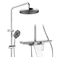 Homelody Duschsystem mit 400MM*110MM Große Lagerplattform,Chrom,Edelstahl