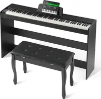 VEVOR digitálne piano, 88 klávesov, elektrické piano, dvojitá klaviatúra a reproduktor, jednoduchý držiak s dvojitou lavicou, slúchadlá, 200 tónov a rytmov, podporuje Bluetooth/USB/MIDI