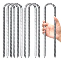 Forever 6× zemní kotva trampolína, těžké kovové 30cm zemní kolíky ve tvaru U pozinkovaný zemní hřeb konstrukce kotevní hřebík stan, stan, trampolína, plot