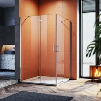 SONNI Duschkabine 90x90x195cm mit Nanobeschichtung ESG- Sicherheitsglas Dusche walk in Duschabtrennung
