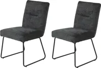2er Set Esszimmerstuhl Elsa - Webstoff Anthrazit - Rundrohr Kufengestell - XL Sitzbreite, Komfortsitz mit Federkorb - 140kg belastbar