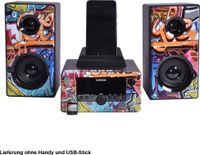 Lenco Stereoanlage MC-020, Bluetooth, USB, Radio Funktion, Graffiti Design