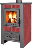 ProTermo Alpina G Kaminofen mit Schamottstein - 8 kW Heizleistung - Kaminofen Holzofen mit Sichtfenster, Bauart 1, Rot