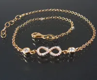 Fußkette Fuß Kette 925 Silber Gold 24-27cm Infinity Zirkonia 23020G-27