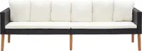 vidaXL 3-Sitzer-Gartensofa mit Auflagen Poly Rattan Schwarz