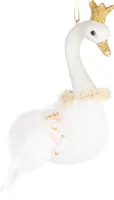 BRUBAKER Schwan Prinzessin mit Glitzer Krone Weihnachtskugel aus Glas - Handbemalt - Christbaumschmuck Lustig - Weihnachtsdeko Weiß