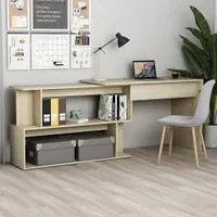 vidaXL Rohový písací stôl Sonoma Dub 200x50x76 cm odvodený výrobok z dreva