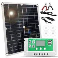 zestaw paneli słonecznych 20W 12V, monokrystaliczny panel słoneczny + kontroler ładowania 100A PWM + zaciski akumulatora, 22% wysoka wydajność dla systemów off-grid w kamperach, łodziach i przyczepach