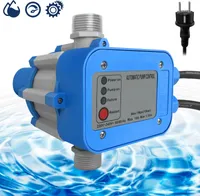 LZQ Druckschalter Pumpensteuerung, max.10 bar Elektronischer Druckwächter, Automatische Pumpensteuerung mit Stecker für Hauswasserwerk Gartenbewässerung Tiefbrunnenpumpe, Blau(Type 1)