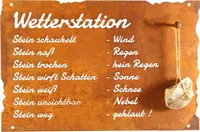 Rost Schild Wetterstation 42cm x 27,5cm Edelrost Schild Gartendeko rostige Gartendekoration