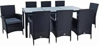 Polyrattan Sitzgruppe Gartenmöbel Set für 8 Personen Rattan Gartenset Schwarz