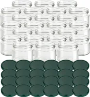 gouveo 24er Set Einmachgläser 300 ml Salsa mit Schraub-Deckel grün - Vorratsgläser mit Drehverschluss TO82 - Marmeladengläser, Einkochgläser, Gewürzgläser, Einweckgläser